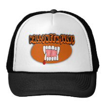 Halloween suger med vampyrhuggtänder, orange Oval Mesh Kepsar