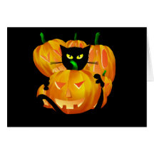 Halloween svart katt och pumpakort