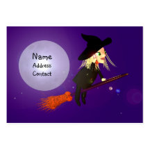 Halloween trådlös häxa - knubbigformat visitkort