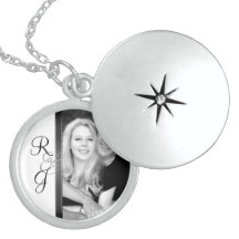 Halsband för bröllop för svart- & vitMonogramsilve