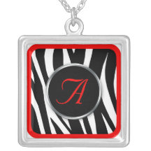 Halsband för Monogram för chic sebratryck rött