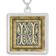 Halsband för silver för Goth stil initialt N