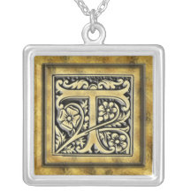 Halsband för silver för Goth stil initialt T