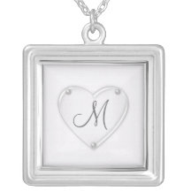 Halsband för silverhjärtaMonogram