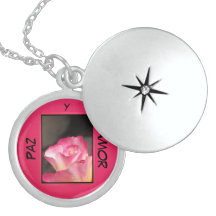 Halsband - Paz y kärlek - rosa ros