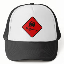 Halt, när blöta vägen, trafikera undertecknar den  kepsar