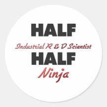 Halv industriell r- & D-forskare halva Ninja Rund Klistermärke