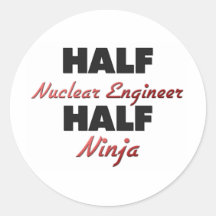 Halv kärn- ingenjör halva Ninja Runda Klistermärken
