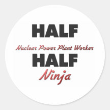 Halv kärn- kraftverkarbetare halva Ninja Runda Klistermärken