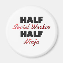 Halv socialarbetare halva Ninja Magnet För Kylskåp