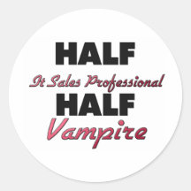 Halvt det yrkesmässig halv vampyr för Salar Rund Klistermärke