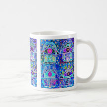 Hamsa för fyra blått vintage Tapastry Judaica Kaffe Kopp