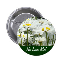 Han älskar mig! knäppas daisy för vitdaisyblommor knapp med nål