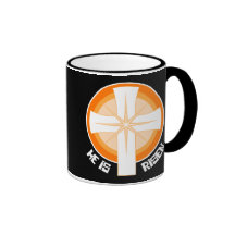 Han är uppstigen kaffe kopp