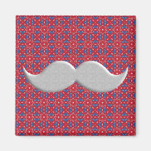 HandlebarmustaschMoustache på rött mönster Magneter För Kylskåp
