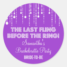 Hängande runda för lilor för ljusBachelorette part Klistermärke