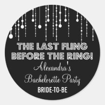 Hängande runda för svart för ljusBachelorette part Rund Klistermärke