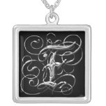 Hänge F för Monogram för f-svartsilver initialt Smycken