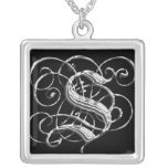 Hänge S för Monogram för s-svartsilver initialt Anpassningsbar Halsband