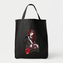 "Hänger lös den Crimson" röda totot för den tatuer Tote Bag