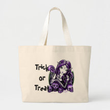 Hänger lös den purpurfärgade Fae Halloween för bel Tote Bags