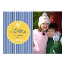 Hanukkah görar randig det Chanukah kortet (blått/g Anpassade Inbjudningskort