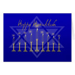 Hanukkah menorablått hälsningskort