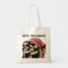 Happy halloween hänger lös piratskalle 1 tote bags