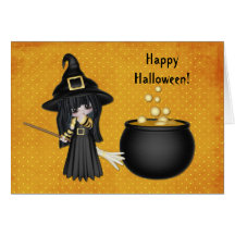 Happy halloweenhäxa hälsnings kort