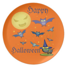 Happy halloweenhäxakatten pläterar dinner plates