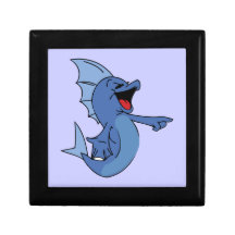 HAPPY LAUGHING BLUE CARTOON FISH GRAPHIC HUMOR LIG TRINKET BOXES