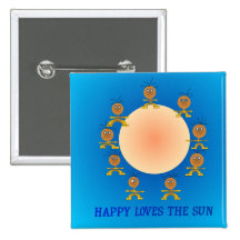 HappyFace älskar sol>Kidsna som belöning knäppas Knapp Med Nål