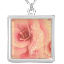 Härlig Begonia, blom- rosa persika, halsband