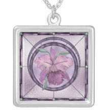 Härlig purpurfärgad Orchid för blom- halsband