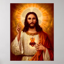 Härlig religiös sakral hjärta av Jesus avbildar Affisch