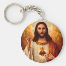 Härlig religiös sakral hjärta av Jesus avbildar Nyckelring