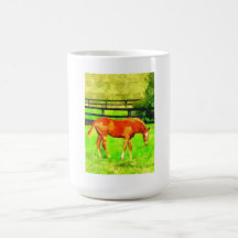 härlig röd häst kaffe koppar