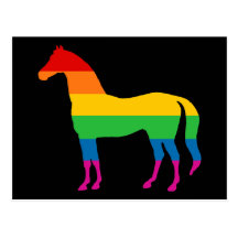 Häst för gay prideregnbågerand vykort