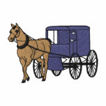 Häst och Amish vagn Broderad Tröja