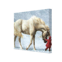 Häst och flicka slågen in kanfas canvasdukar med gallerikvalitet