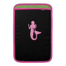 Hav Glow_Pink på svart sjöjungfru MacBook Air Sleeves