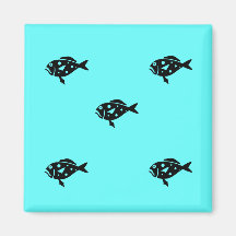 Havsaborre för havGlow_Black-on-Aqua blått Magnet För Kylskåp