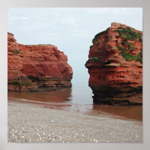 Havsbuntstenar. Ladram fjärd. Devon. UK. Affisch