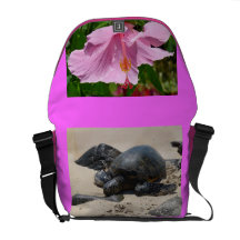 Hawaiansk blomma för havssköldpadda messenger bag