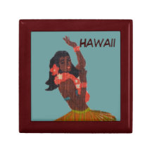 Hawaiansk Hula för vintage dansare i gräskjol Smyckeskrin