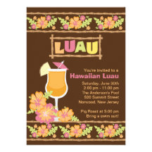 Hawaianskt Luau för stilfulla tropiska drinkar par Personliga Inbjudningskort