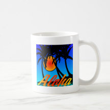 Hawaii Aloha palmträdsolnedgång Kaffe Muggar