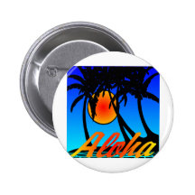 Hawaii Aloha palmträdsolnedgång Knappar