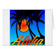 Hawaii Aloha palmträdsolnedgång Kort