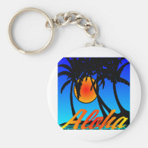 Hawaii Aloha palmträdsolnedgång Nyckel Ringar